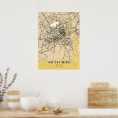 Ho Chi Minh - Vietnam Yellow City Map Poster (Keuken)