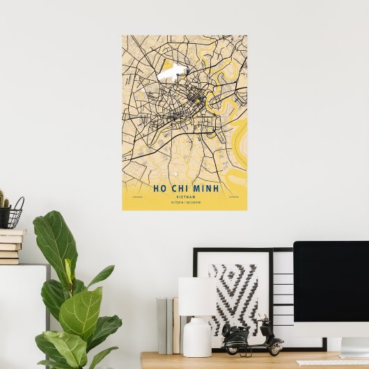 Ho Chi Minh - Vietnam Yellow City Map Poster (Thuiskantoor)