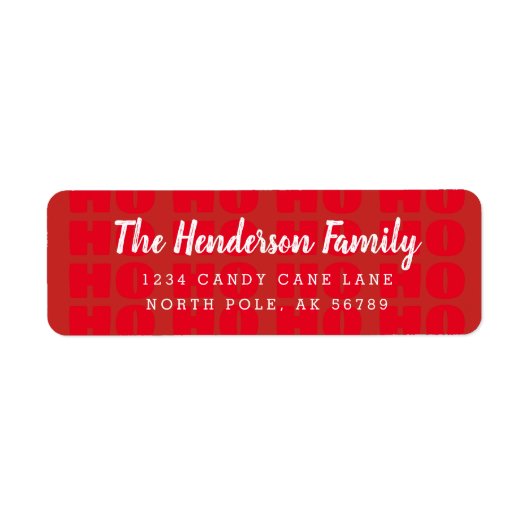 HO HO Aangepast adres Achtergrondpatroon Etiket (Voorkant)