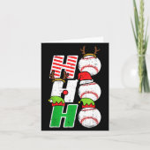 Ho Ho Baseball Elf Candy Cane Funny Christmas Srt  Kaart (Voorkant)