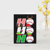Ho Ho Baseball Elf Candy Cane Funny Christmas Srt  Kaart (Gele Bloem)