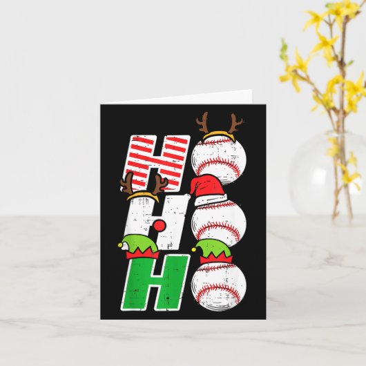 Ho Ho Baseball Elf Candy Cane Funny Christmas Srt  Kaart (Gele Bloem)