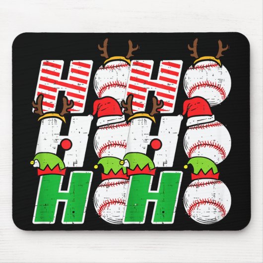 Ho Ho Baseball Elf Candy Cane Funny Christmas Srt Muismat (Voorkant)