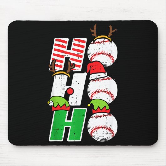Ho Ho Baseball Elf Candy Cane Funny Christmas Srt Muismat (Voorkant)