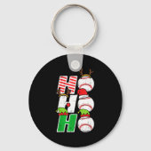 Ho Ho Baseball Elf Candy Cane Funny Christmas Srt Sleutelhanger (Voorkant)