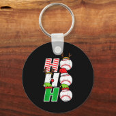 Ho Ho Baseball Elf Candy Cane Funny Christmas Srt  Sleutelhanger (Voorkant)