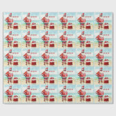 Ho Ho Brown Skinned Santa op het strand van Kerstm Cadeaupapier (Vlak)