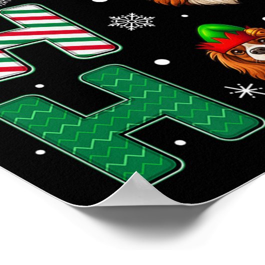 Ho Ho Cavalier King Charles Spaniel Dog Santa E Poster (Hoek)