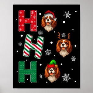 Ho Ho Cavalier King Charles Spaniel Dog Santa E Poster