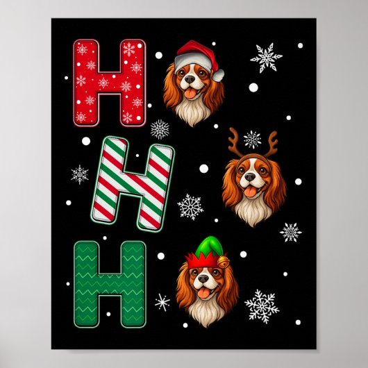 Ho Ho Cavalier King Charles Spaniel Dog Santa E Poster (Voorkant)