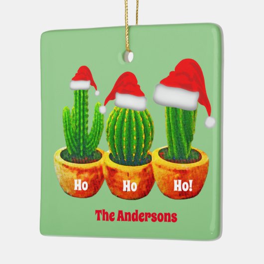 Ho Ho Drie Cactus kerstversiering op maat Keramisch Ornament (Links)