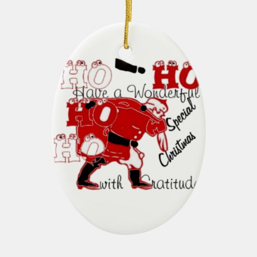 HO HO Een heerlijke kerst met dankbaarheid Keramisch Ornament (Voorkant)