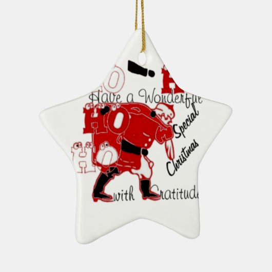 HO HO Een heerlijke kerst met dankbaarheid Keramisch Ornament (Rechts)
