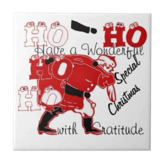 HO HO Een heerlijke kerst met dankbaarheid Tegeltje (Voorkant)