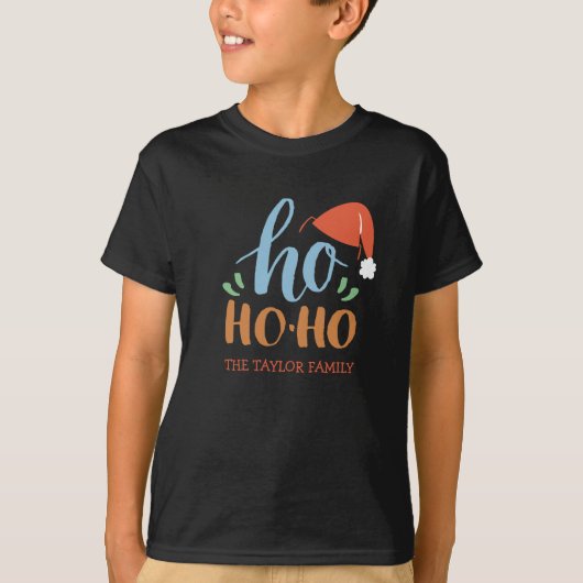 Ho ho familie kerst jongen T-shirt (Voorkant)