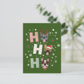 Ho Ho Franse Bulldog Vrolijk Kerstfeest Briefkaart (Staand voorkant)