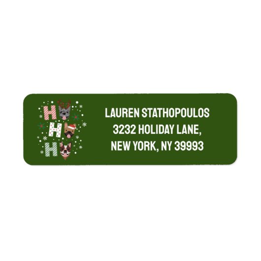 Ho Ho Franse Bulldog Vrolijk Kerstfeest Etiket (Voorkant)