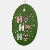 Ho Ho Franse Bulldog Vrolijk Kerstfeest Keramisch Ornament (Links)