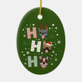 Ho Ho Franse Bulldog Vrolijk Kerstfeest Keramisch Ornament