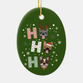 Ho Ho Franse Bulldog Vrolijk Kerstfeest Keramisch Ornament (Achterkant)