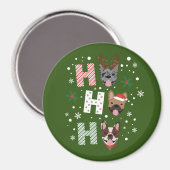 Ho Ho Franse Bulldog Vrolijk Kerstfeest Magneet (Voorkant / Achterkant)