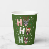 Ho Ho Franse Bulldog Vrolijk Kerstfeest Papieren Bekers (Achterkant)