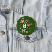 Ho Ho Franse Bulldog Vrolijk Kerstfeest Ronde Button 7,6 Cm (In situ)