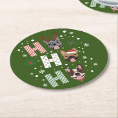 Ho Ho Franse Bulldog Vrolijk Kerstfeest Ronde Kartonnen Onderzetter (Gebogen)