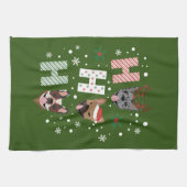 Ho Ho Franse Bulldog Vrolijk Kerstfeest Theedoek (Horizontaal)