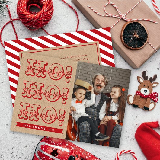  HO HO Fun Holiday-kerstfotokaart Feestdagenkaart