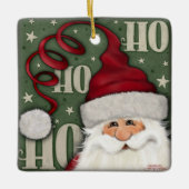 Ho Ho Fun Santa Inspirativity Kerstmis Keramisch Ornament (Voorkant)
