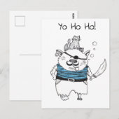 Ho Ho. / Funny Monster Pirate Briefkaart (Voorkant / Achterkant)