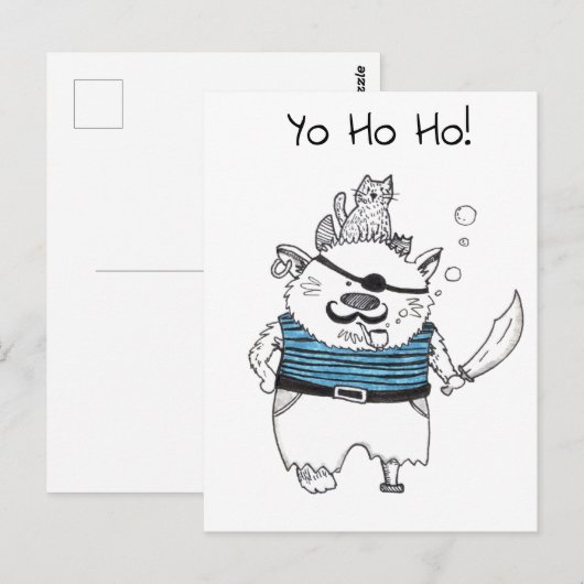 Ho Ho. / Funny Monster Pirate Briefkaart (Voorkant / Achterkant)