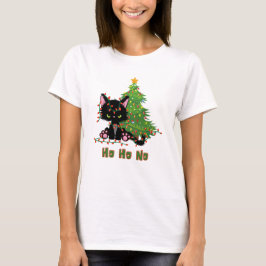 HO HO GEEN Kerstmis Kat T-shirt