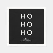 HO HO Gepersonaliseerde familienaam Zwarte Kerst Servet (Voorkant)