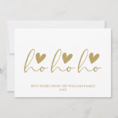 Ho Ho Gold Script Hearts Kerstmis Feestdagenkaart (Voorkant)