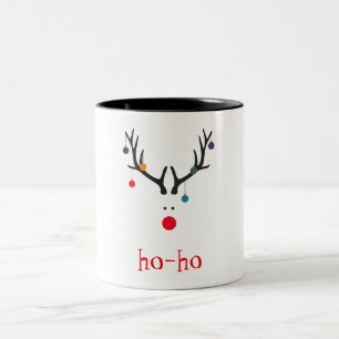 Ho ho grappige cute minimalistische rendier tweekleurige koffiemok