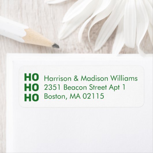 Ho Ho-groen, wit kerstretouradres Etiket (Insitu)