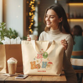 Ho Ho Groovy Vrolijk Kerstfeest Gepersonaliseerde Grote Tote Bag