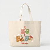Ho Ho Groovy Vrolijk Kerstfeest Gepersonaliseerde Grote Tote Bag (Voorkant)