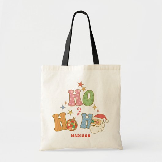 Ho Ho Groovy Vrolijk Kerstfeest Gepersonaliseerde  Tote Bag (Voorkant)