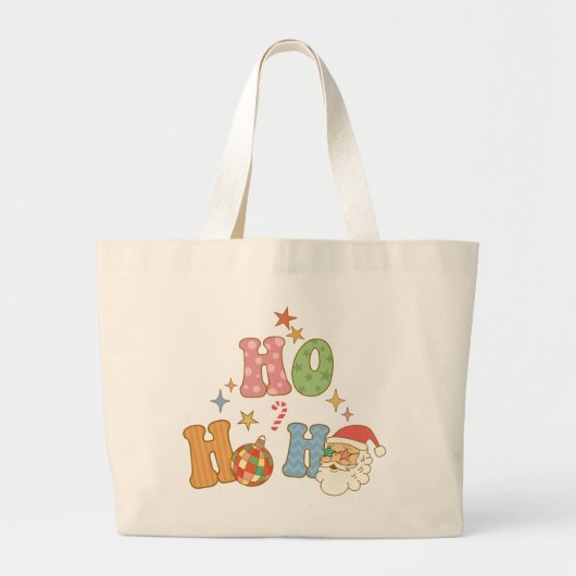 Ho Ho Groovy Vrolijk Kerstfeest Grote Tote Bag (Voorkant)