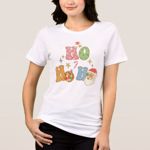 Ho Ho Groovy Vrolijk kerstfeest Tri-Blend Shirt