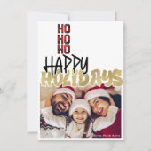 HO HO Grunge Holiday Gold-kerstkaart Kaart (Voorkant)