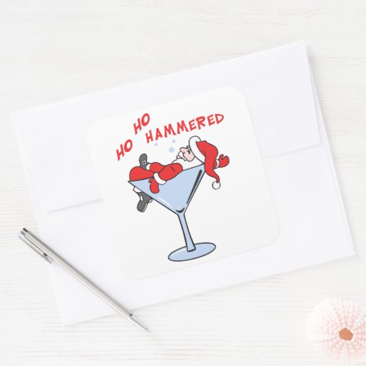 Ho Ho Hammered Vierkante Sticker (Envelop)
