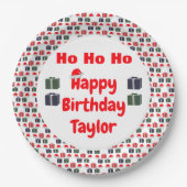 HO HO Happy Birthday Papieren Bordje (Voorkant)