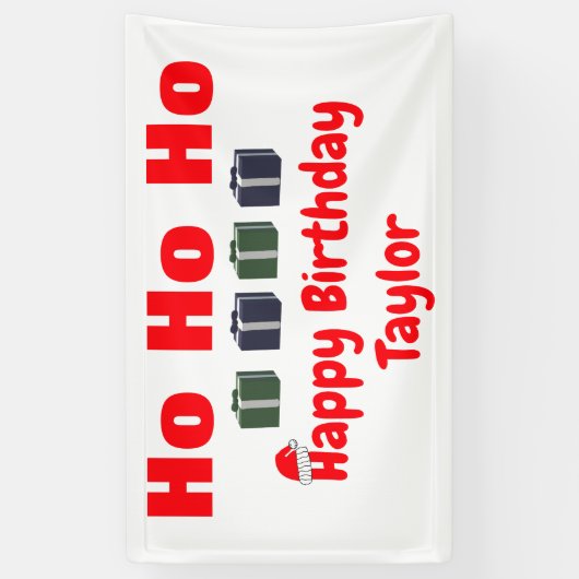 HO HO Happy Birthday Spandoek (Verticaal)