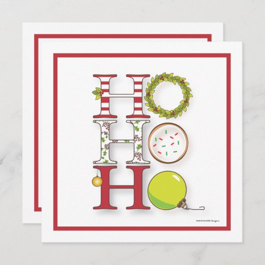 Ho HO Happy Holiday Kerstfeest Kaart (Voorkant / Achterkant)