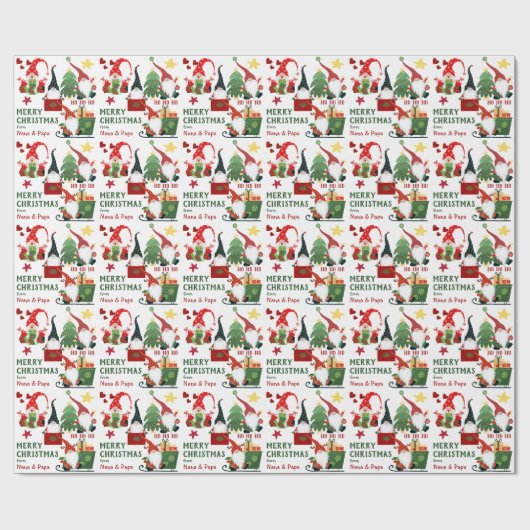 Ho Ho Happy Santa Gnomes Kerstmis Cadeaupapier (Vlak)
