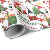 Ho Ho Happy Santa Gnomes Kerstmis Cadeaupapier (Rol Hoek)